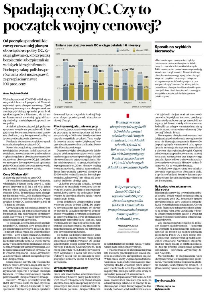 Gazeta Wyborcza Spadaj Ceny Oc Czy To Pocz Tek Wojny Cenowej