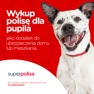 Ubezpieczenie pupila w Superpolisie | Rozszerzenie do ubezpieczenia mieszkania | Czerwone tło